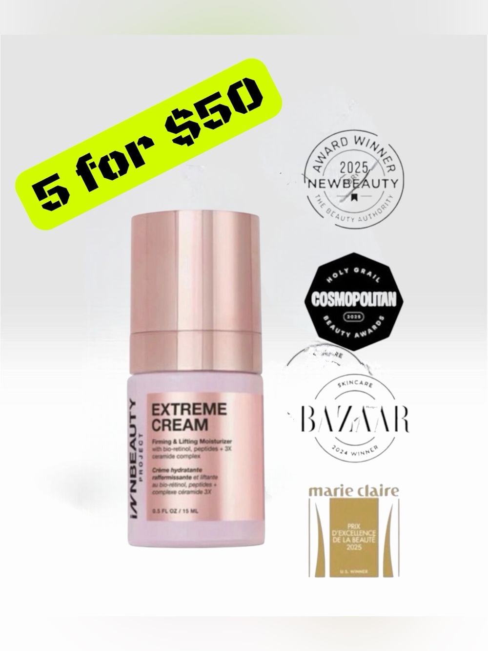 5 ITEMS FOR $50 InnBeauty •Project Extreme Cream Firming & Lifting Moisturizer